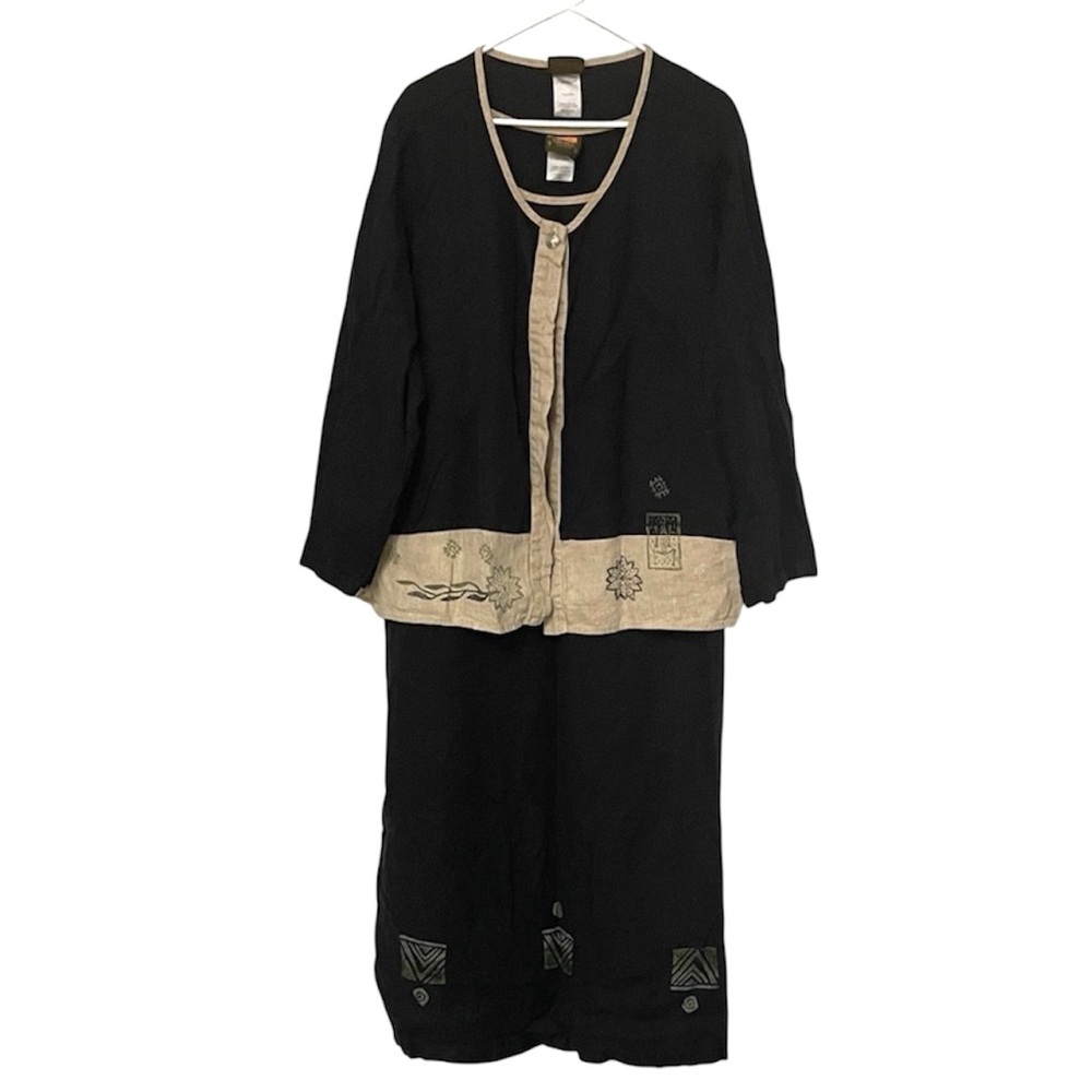 Blue Cactus Vintage Black And Tan Maxi Dress With Cardigan